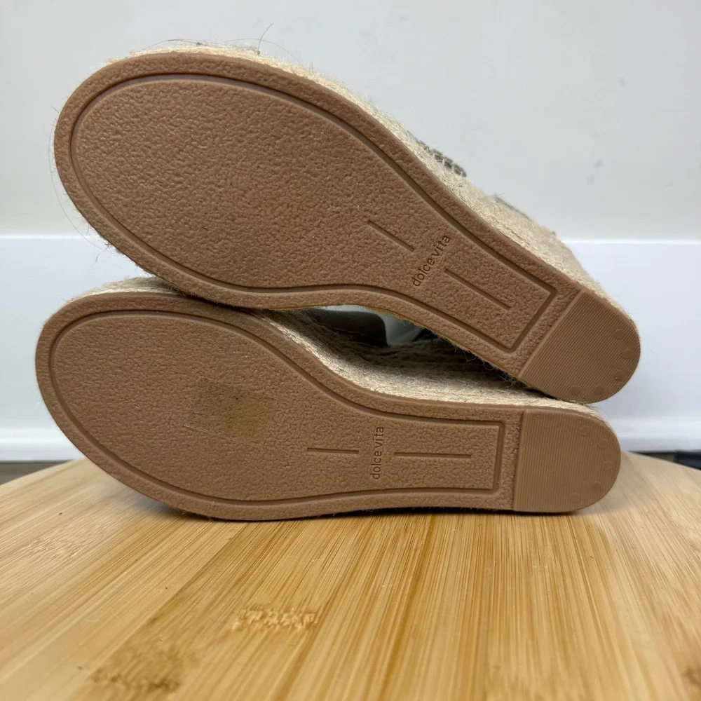 Dolce Vita Espadrille Wedge Sandals Womens 7.5 Grey Suede Studded Boho Summer